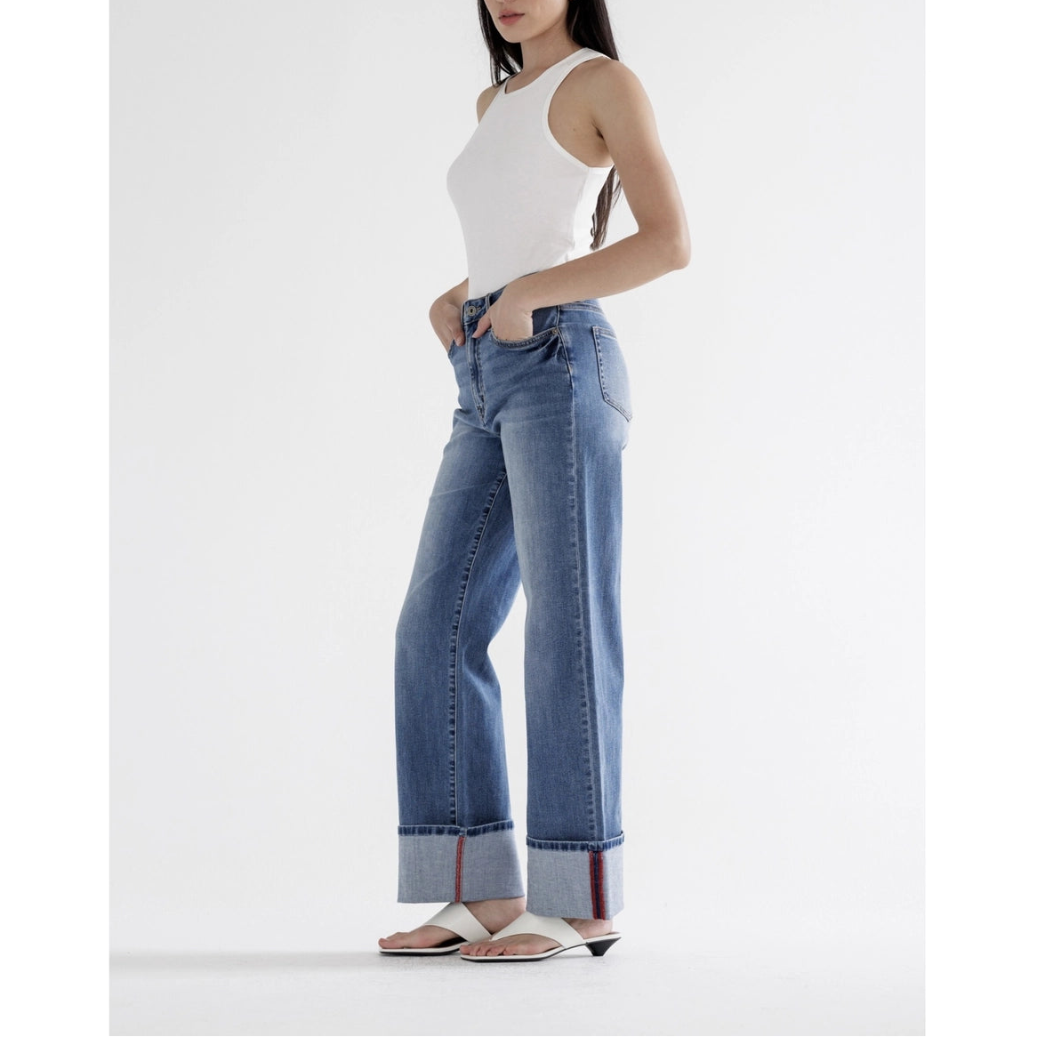 Jane Wide Leg with Cuff Hem Jean