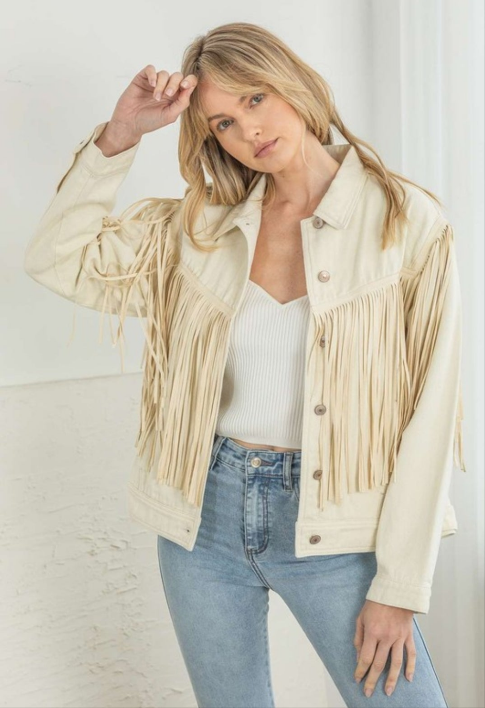 Denim Fringe Jacket