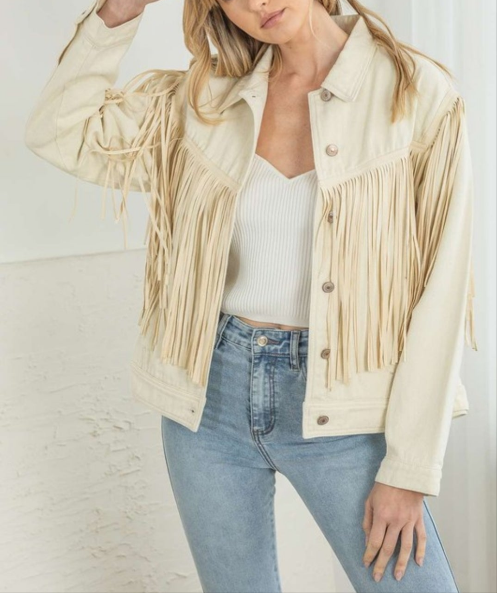 Denim Fringe Jacket