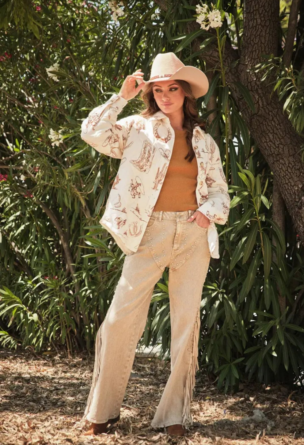 Western Printed Quilted Shacket