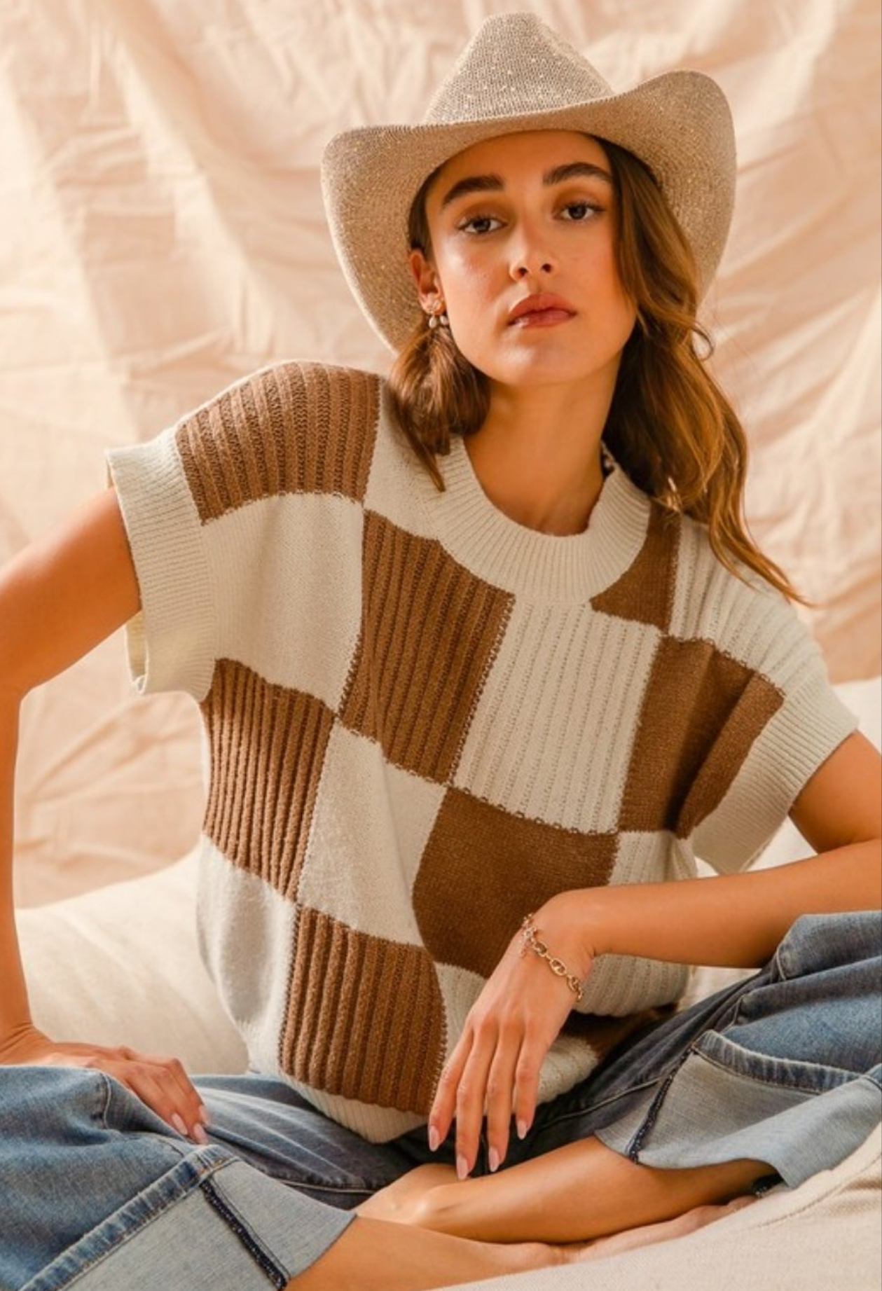 Check Plaid Casual Sweater Top