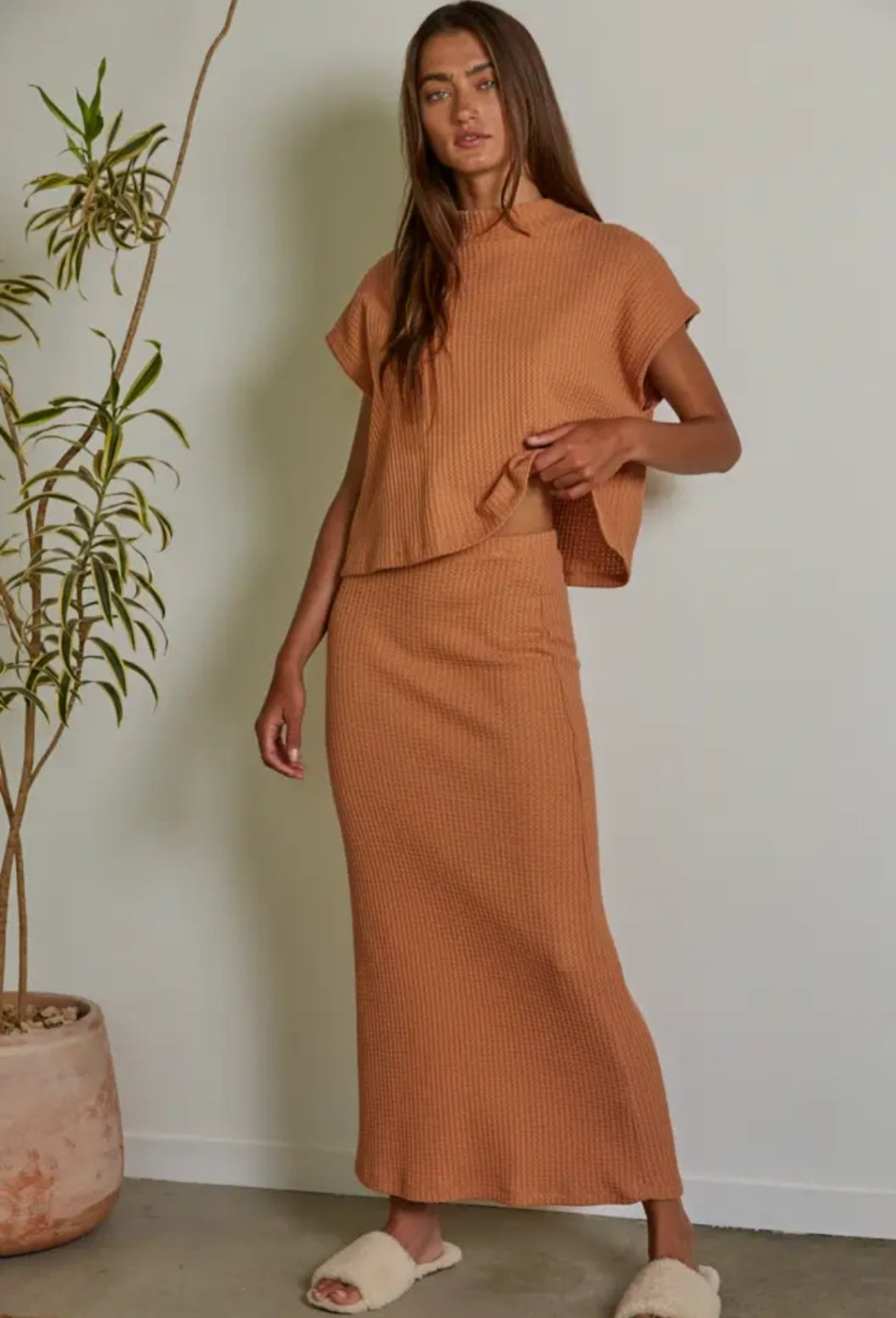 Knit Thermal Mock Neck Sleeveless Top