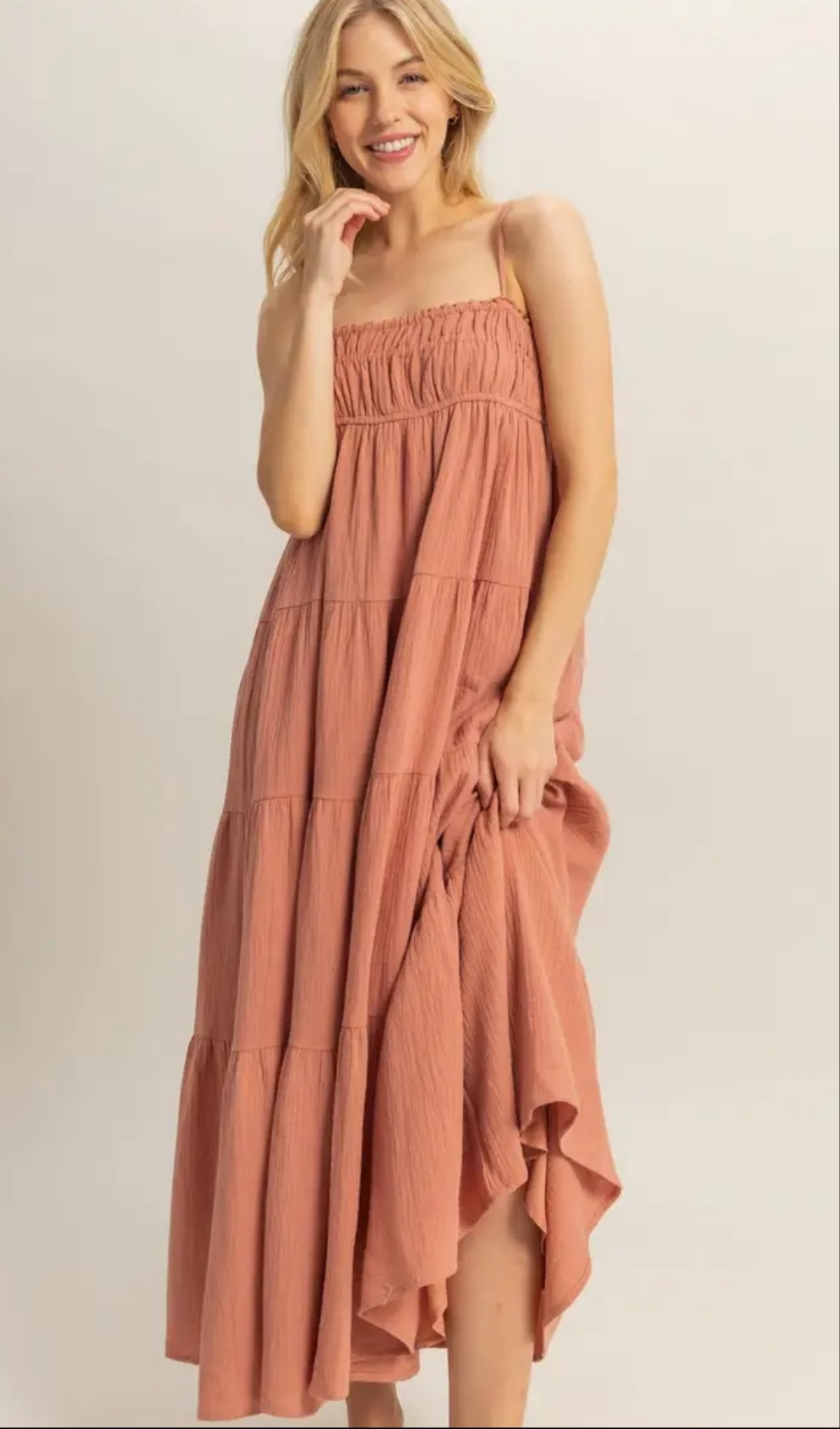 Empire Waist Sleeveless Tiered Maxi Dress