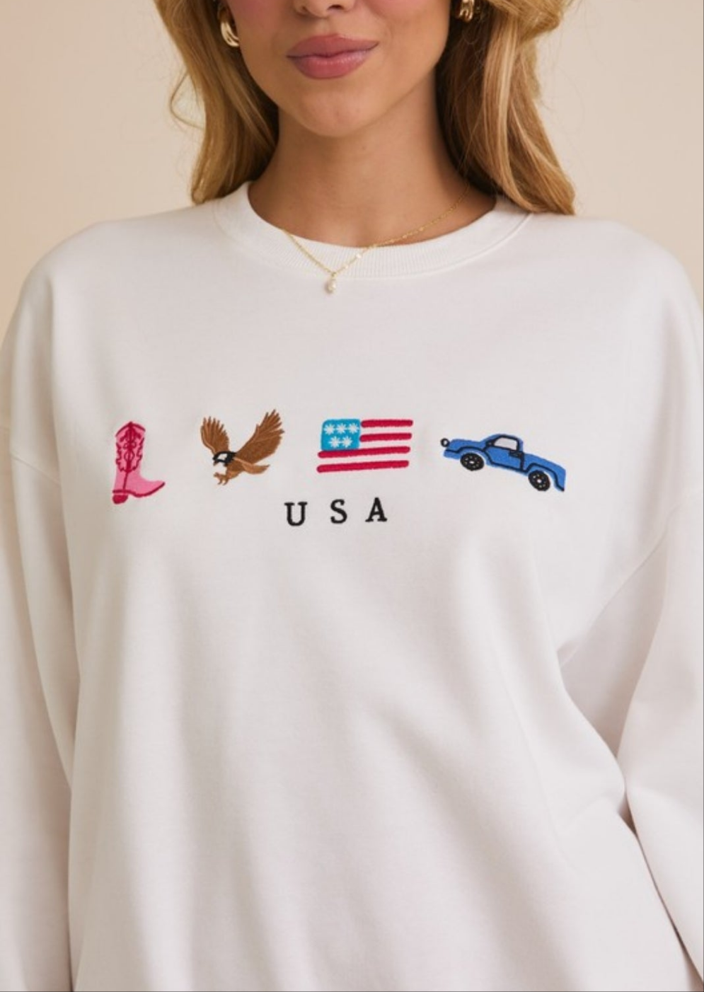 Western Icon Crew Neck 'USA' Embroidered Sweatshirt