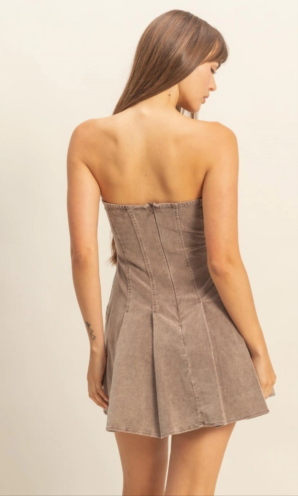 Corduroy Mini Dress with Flared Skirt
