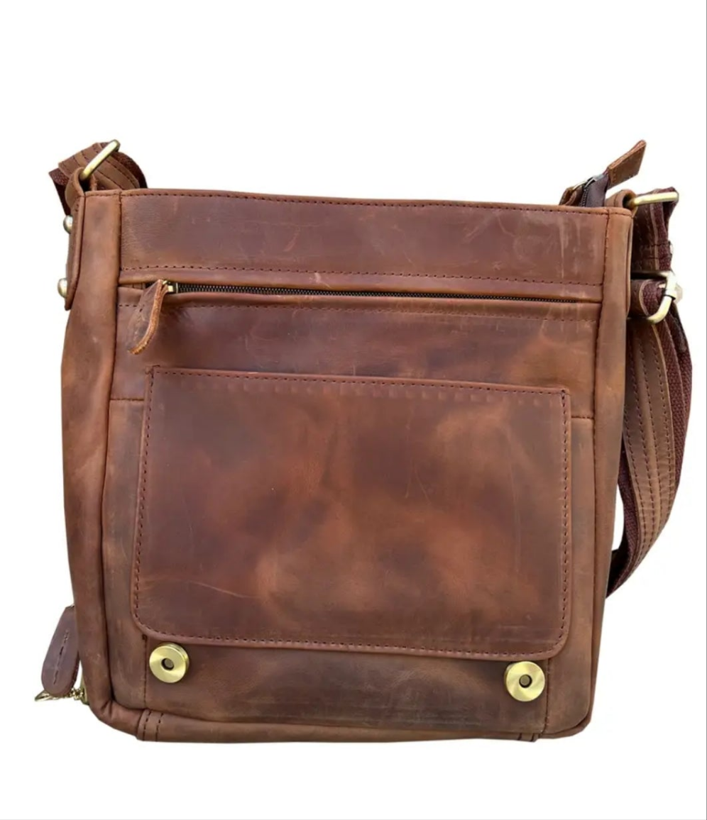 Vintage Leather Crossbody Shoulder Bag