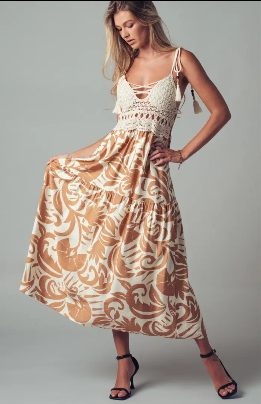 Crochet Lace Tiered Dress