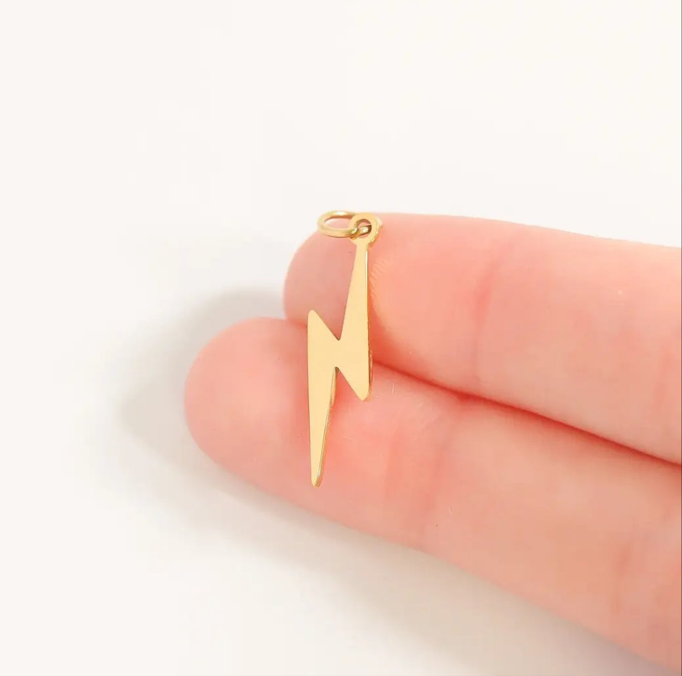 Lightning Bolt Charm- 18K Gold Pvd Stainless Steel