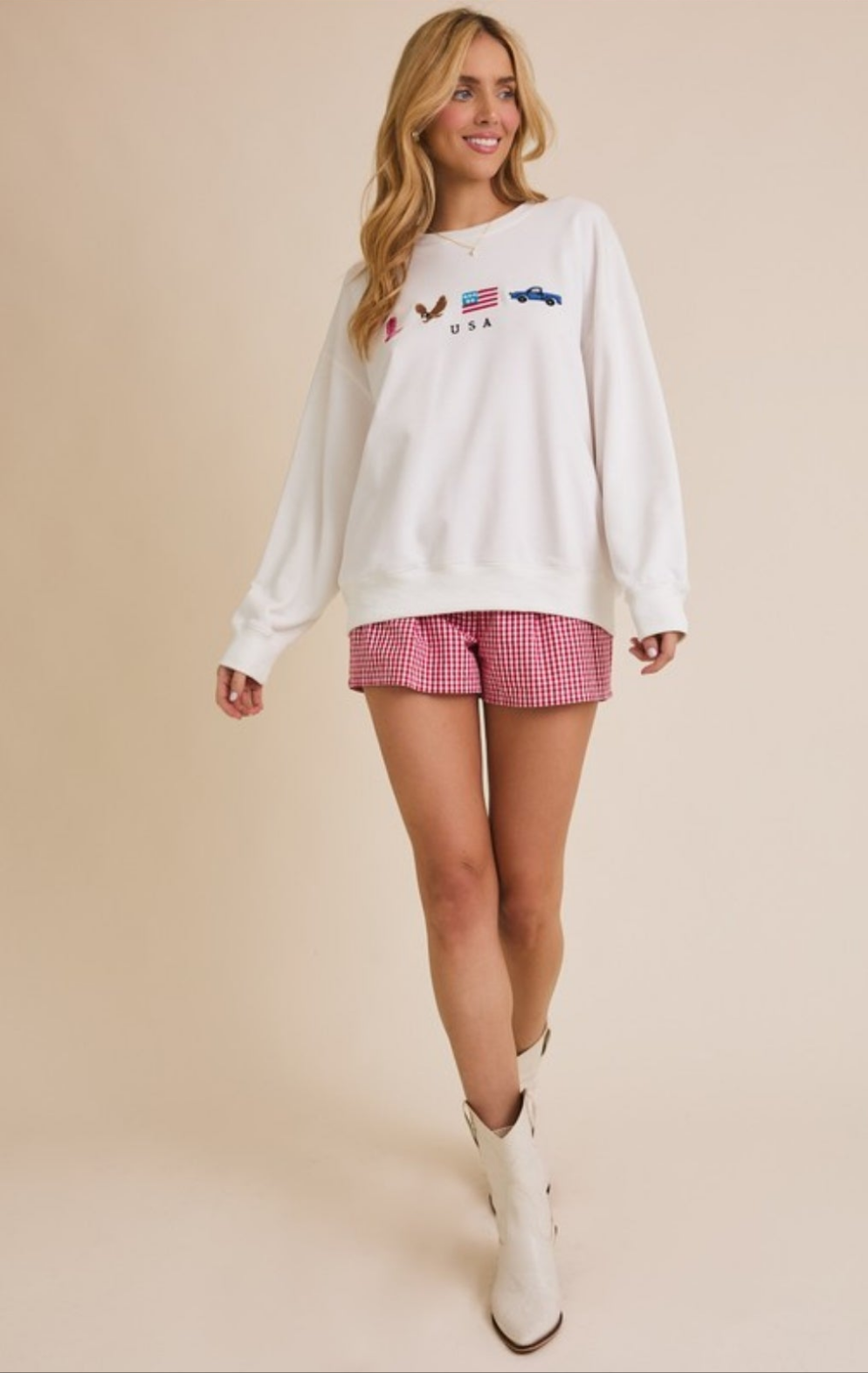 Western Icon Crew Neck 'USA' Embroidered Sweatshirt