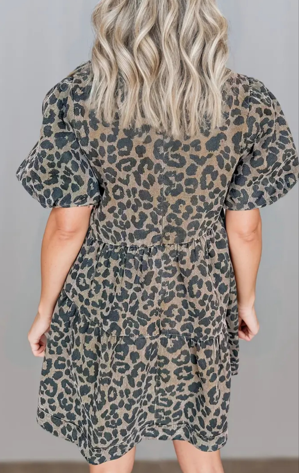 Leopard Print Summer Flared Denim Mini Dress