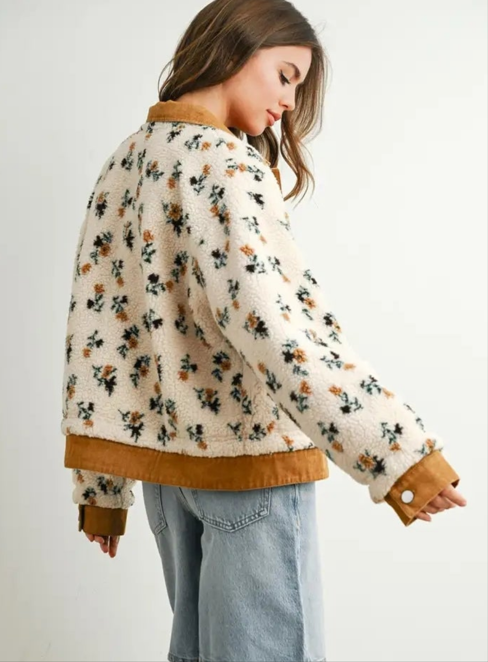 Floral Collared Button-Down Jacket
