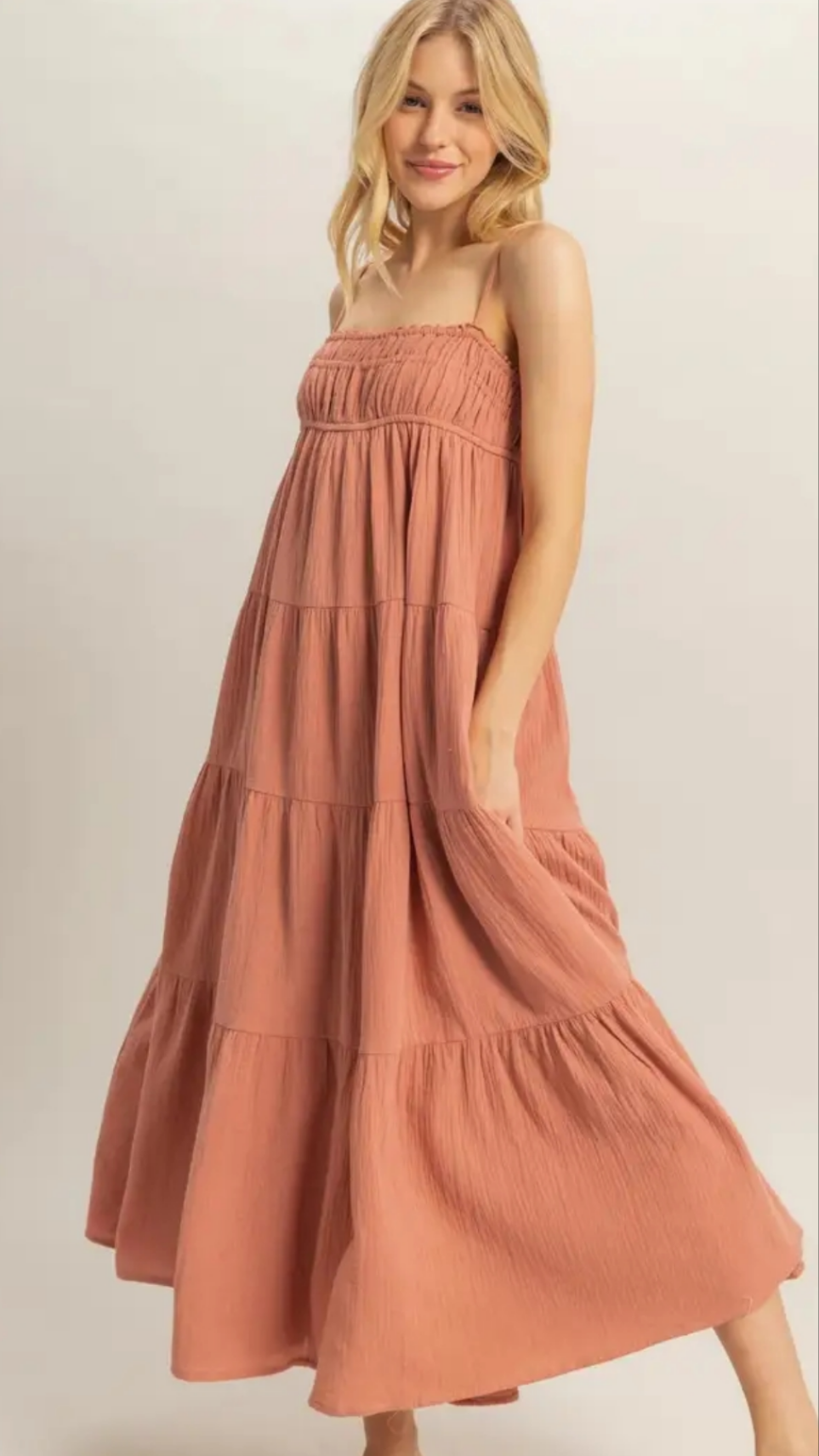 Empire Waist Sleeveless Tiered Maxi Dress