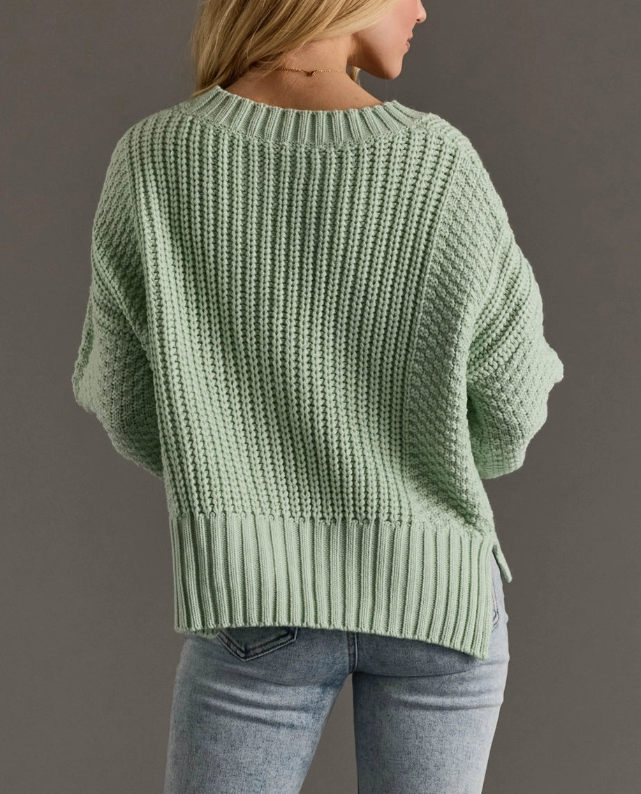 Cropped Mint Knit Button Up Cardigan