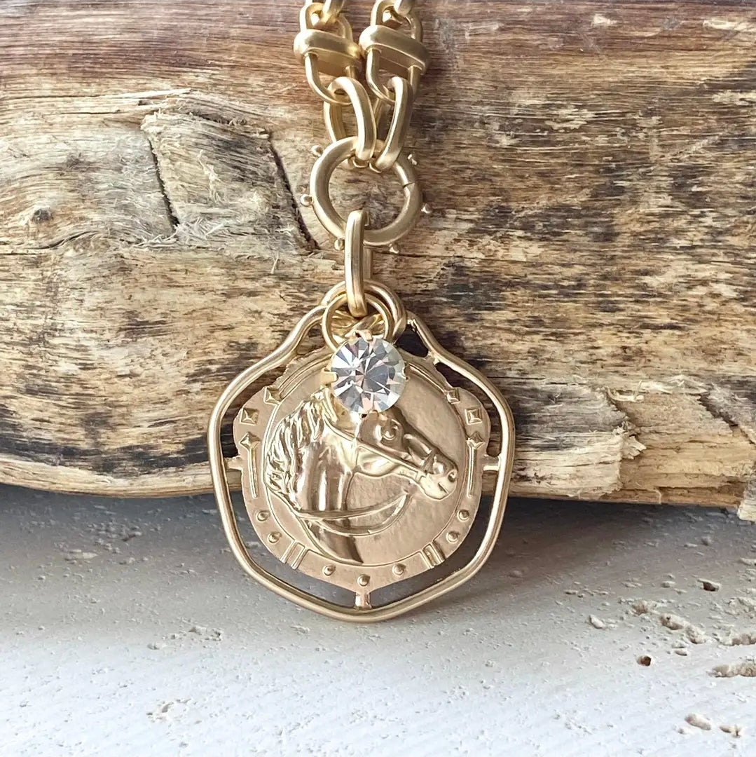 Derby Horse Equestrian Gold Necklace