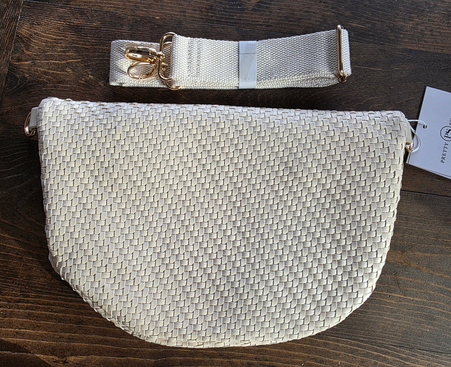 Diagonal Woven Westlyn Bum Bag - Cream