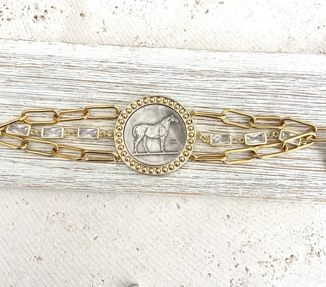 Country Western Horse Coin Bracelet