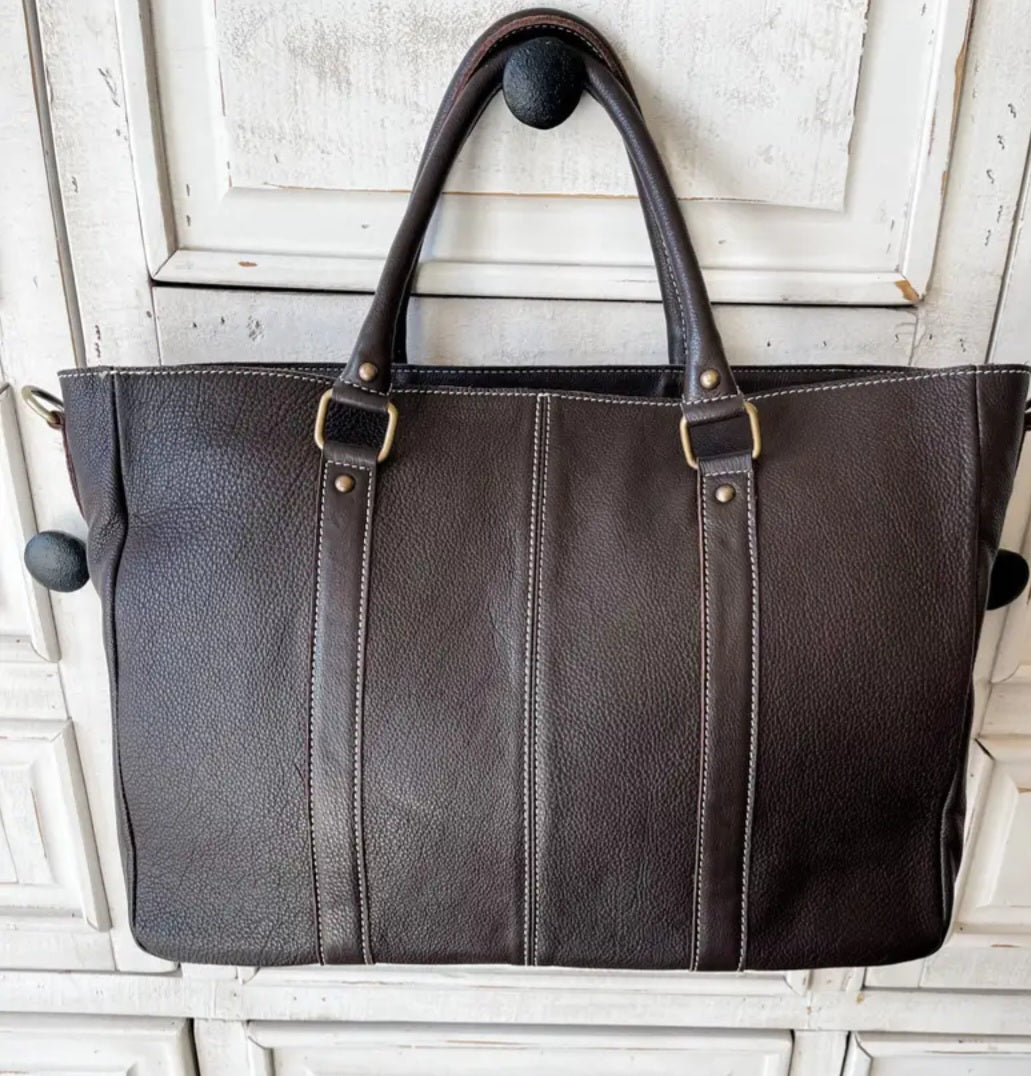 Hand Tooled Leather Cowhide Western Purse, Tote, or Work Bag