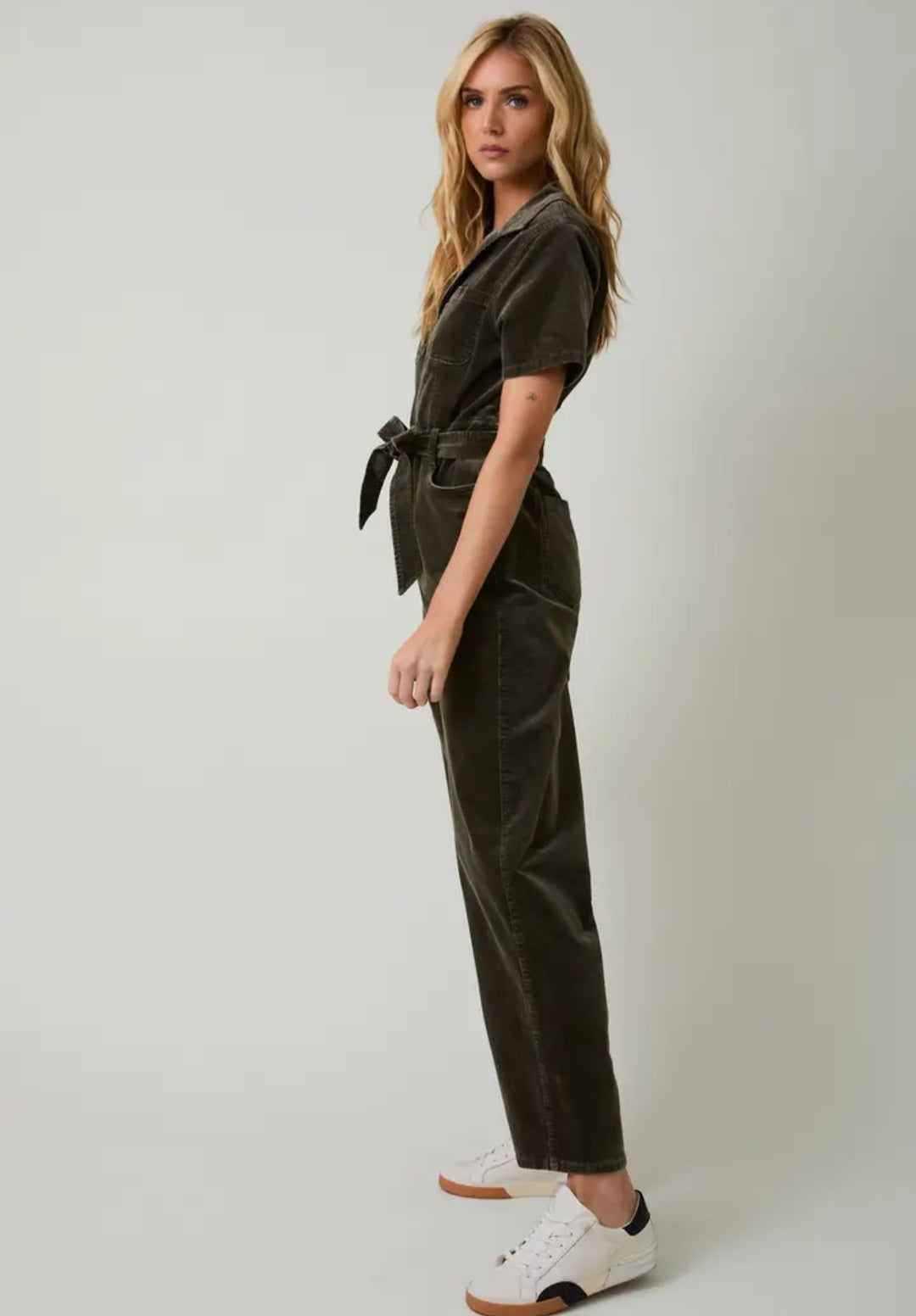 Half Sleeve Zip Up Utility Jumpsuit