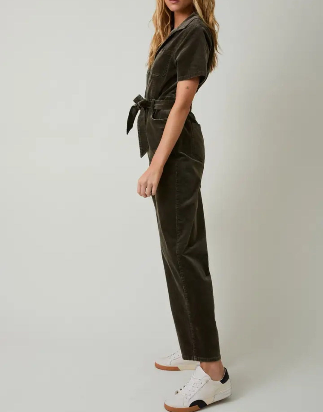 Half Sleeve Zip Up Utility Jumpsuit