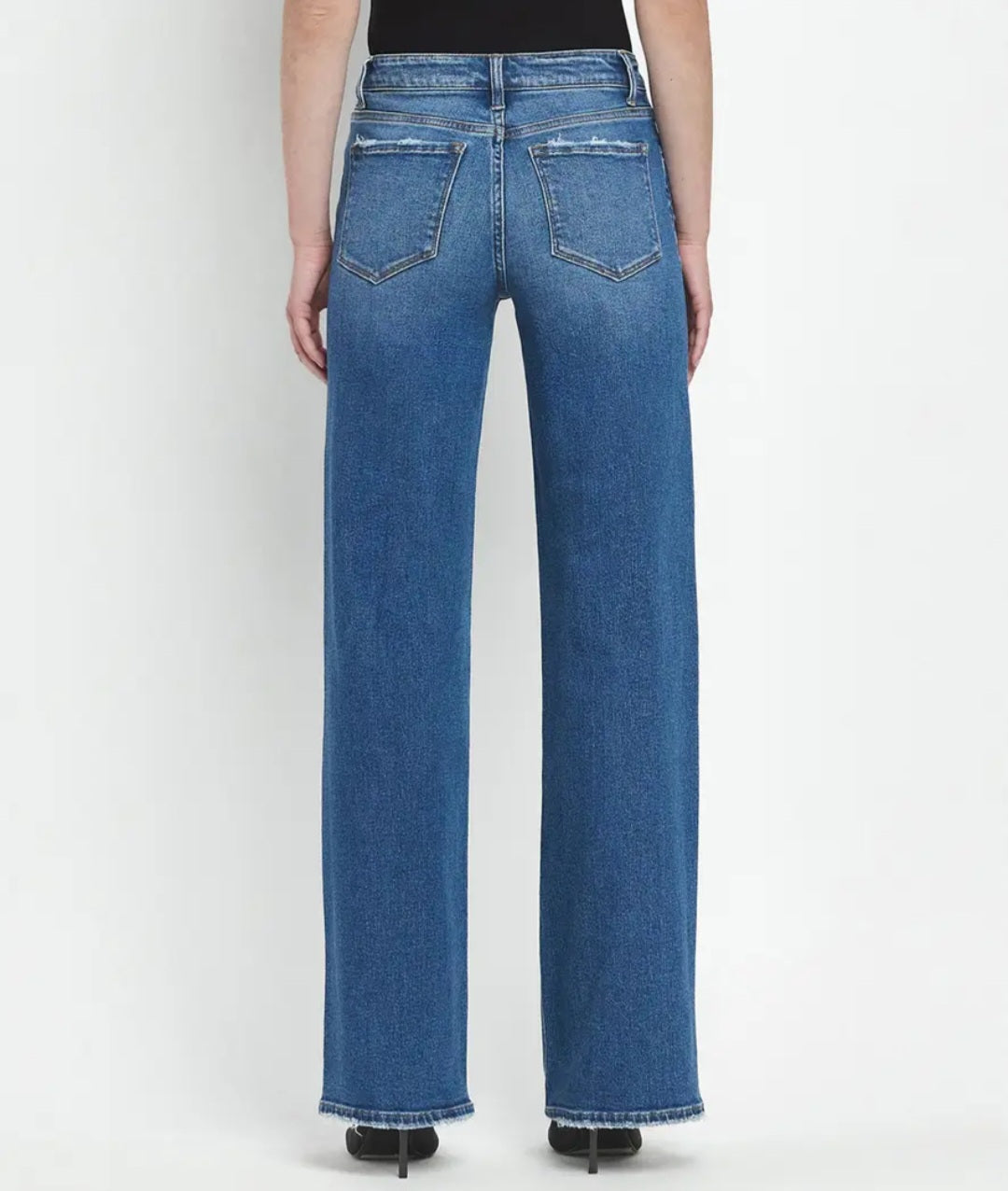 Darlin Mid Rise Full Length Wide Leg Jeans