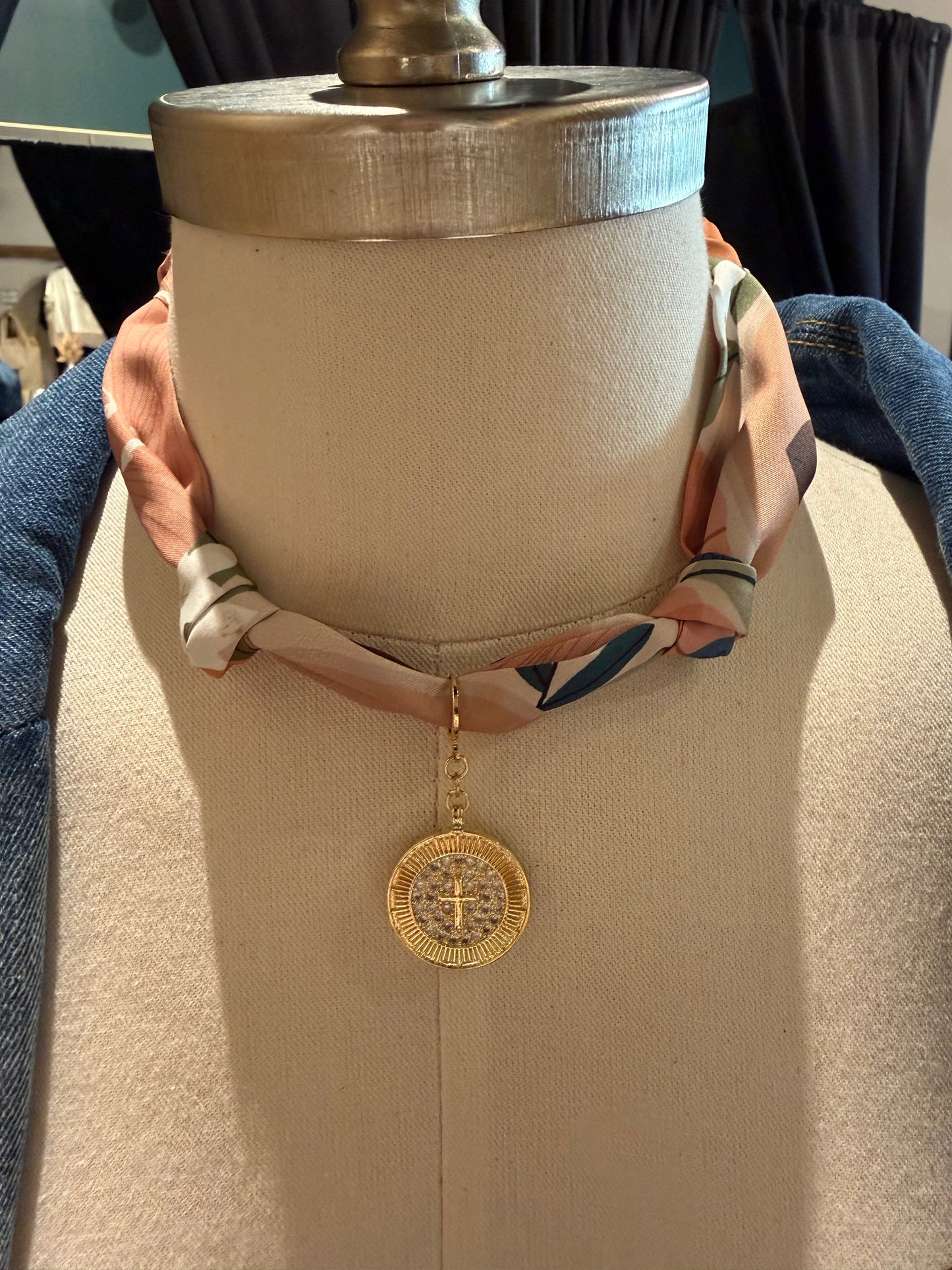 Bandana Tie Necklace With Large Charm