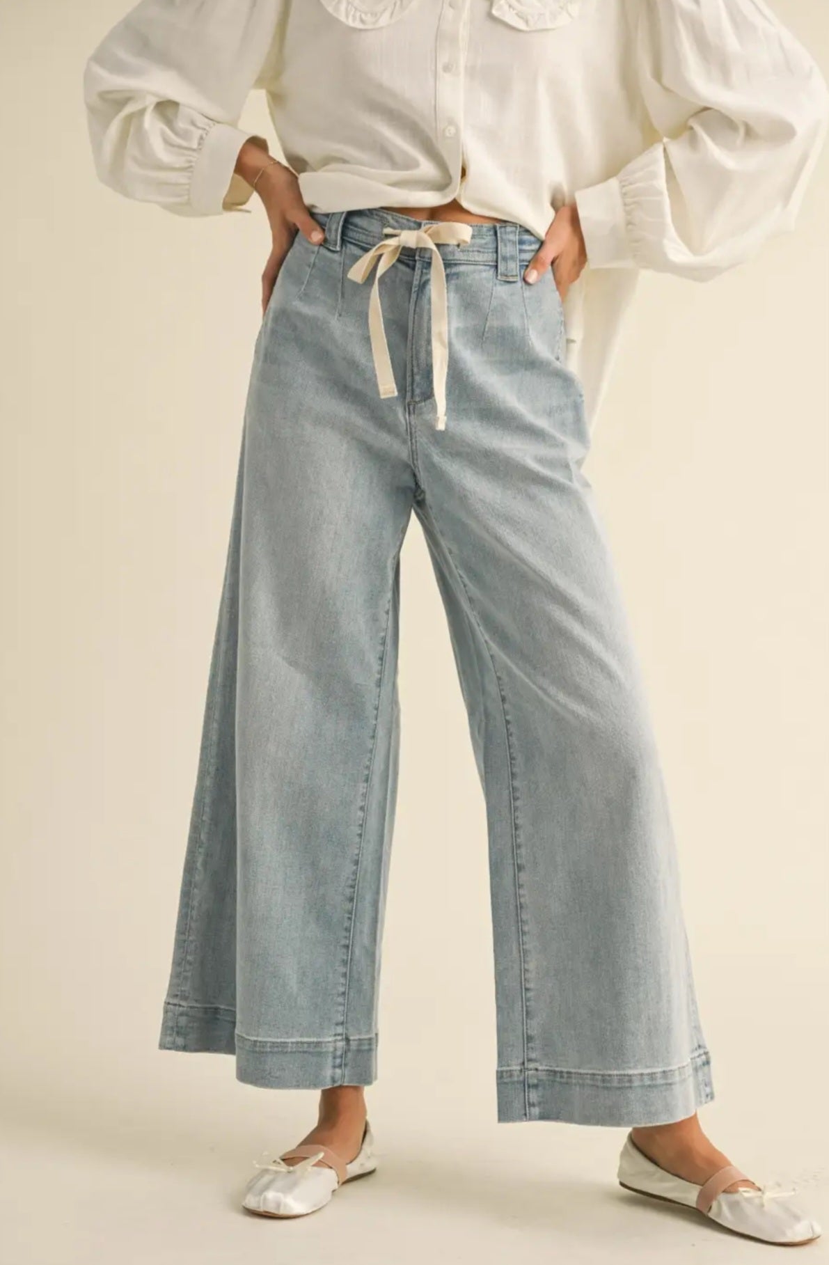 Miou Muse Washed Denim with Tie Pants