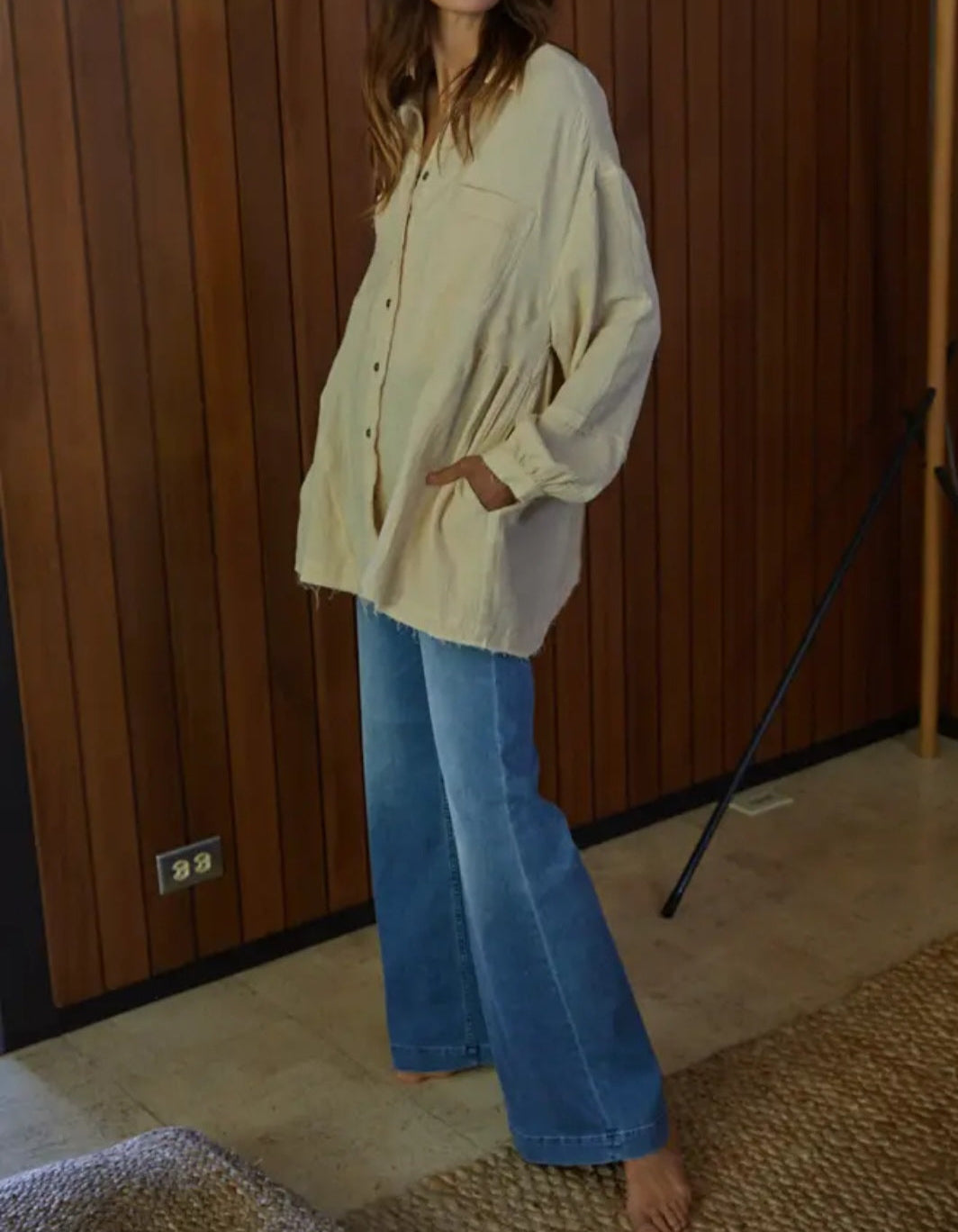 Woven Cotton Gauze Oversized Shirt Tunic