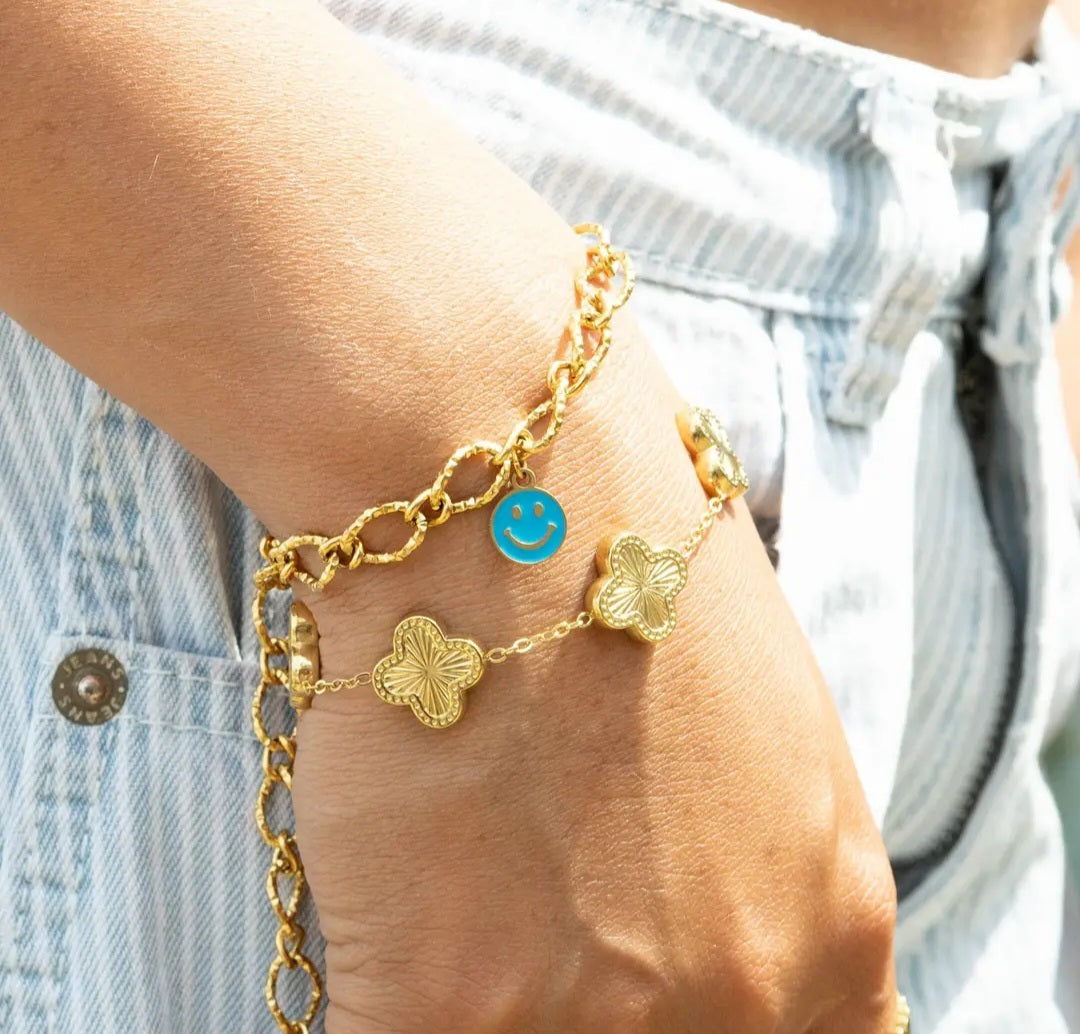 18K Gold Pvd Epoxy Smiley Face Charm