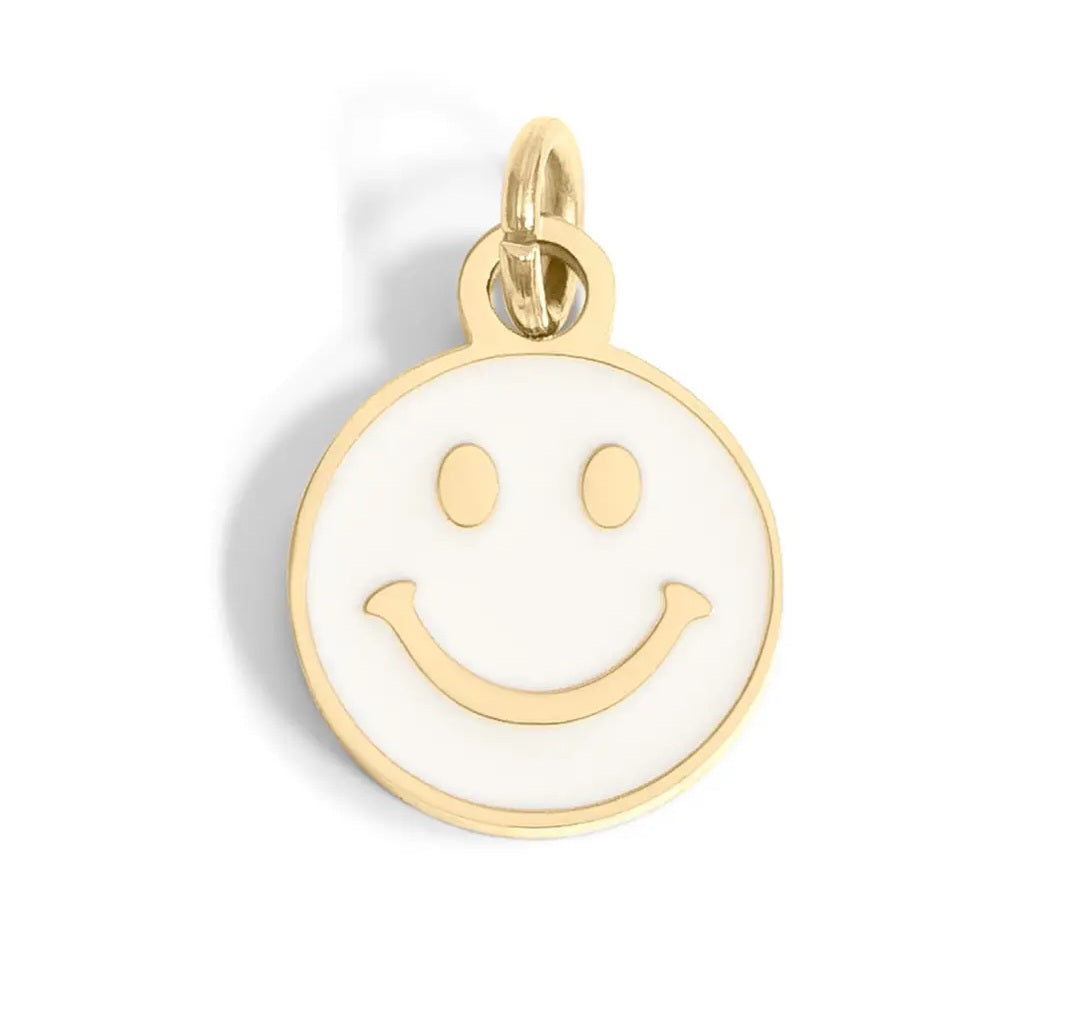 18K Gold Pvd Epoxy Smiley Face Charm