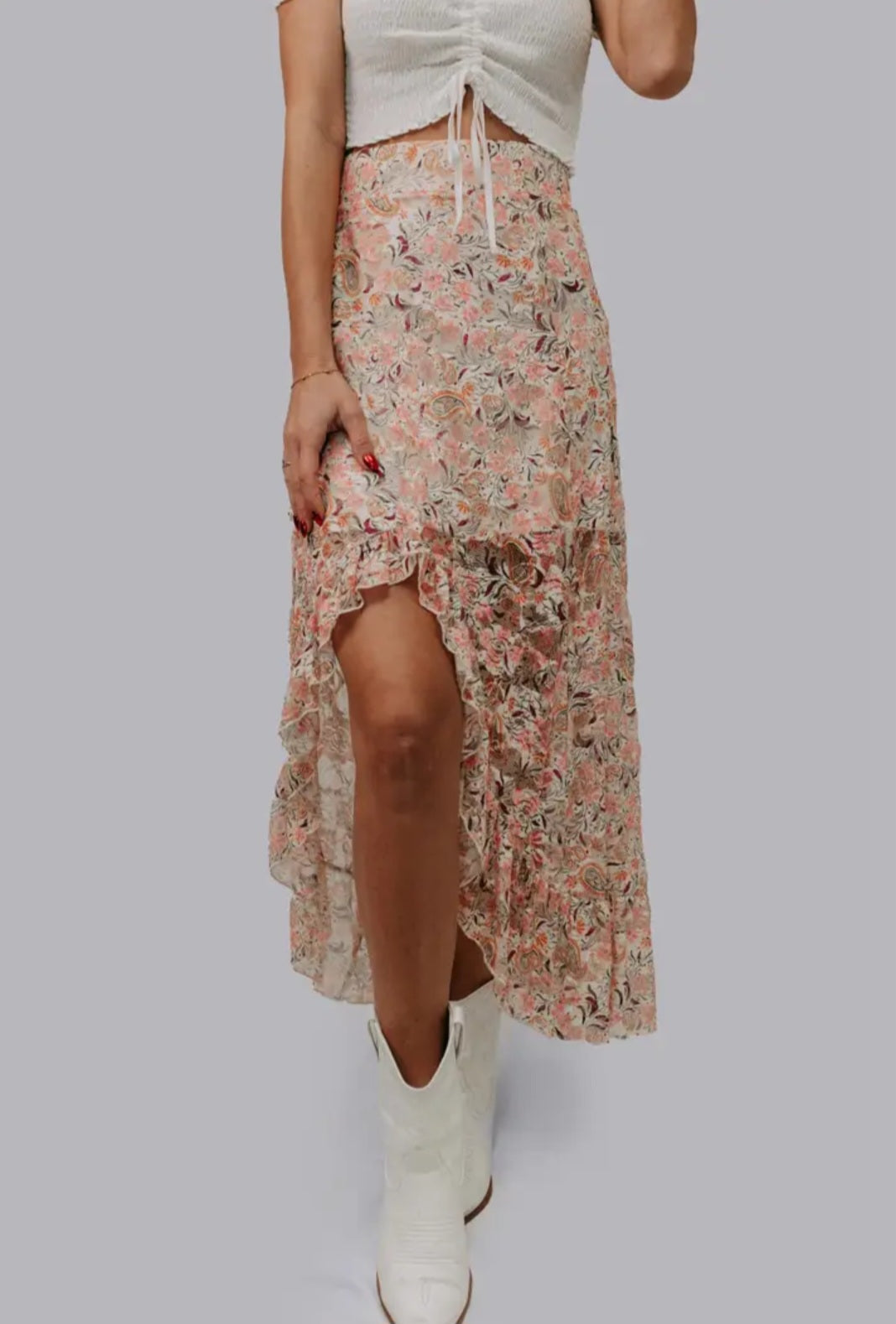 Floral Paisley Maxi Skort Skirt