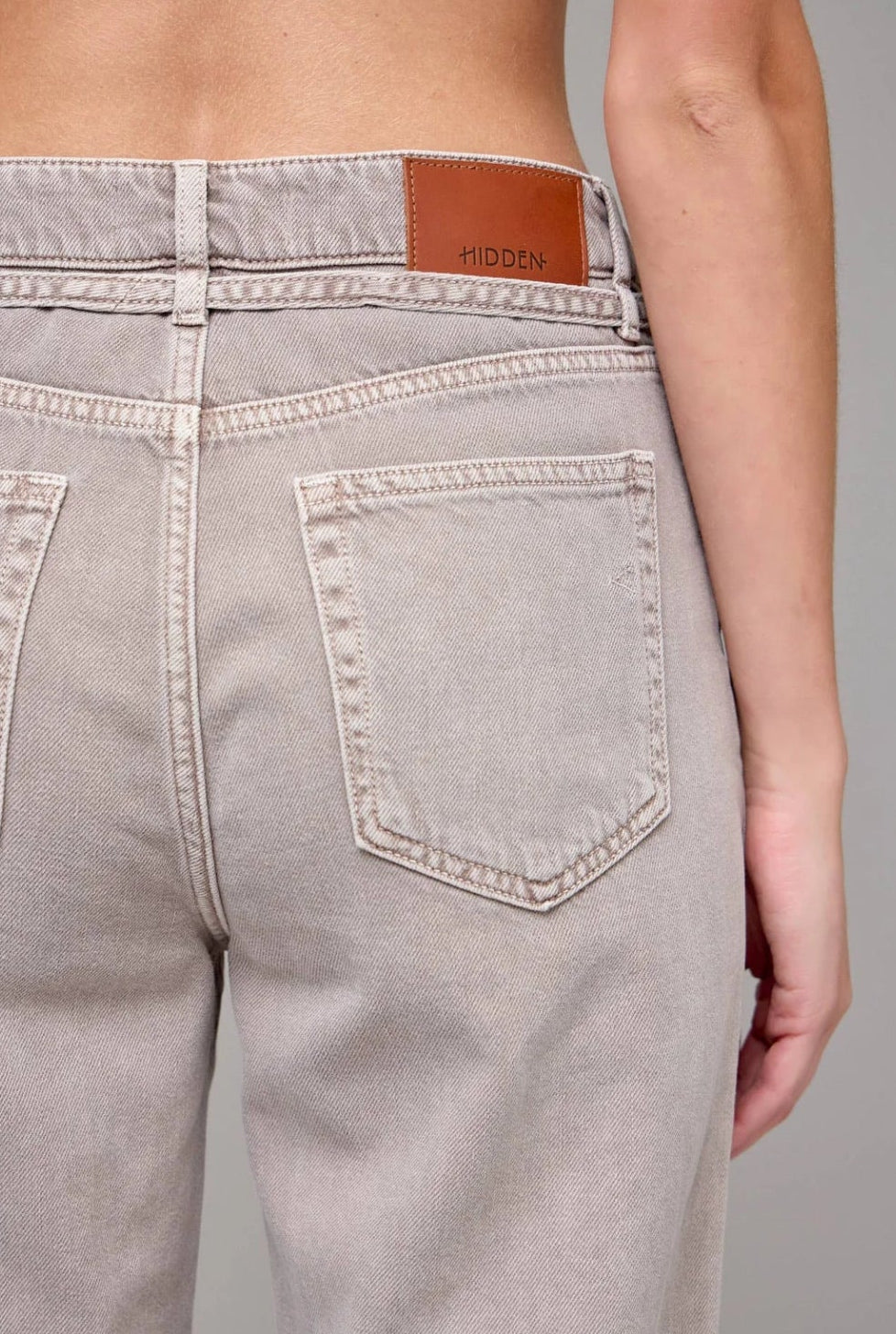 Gravel Wash Tie Waist Straight Leg Hidden Denim
