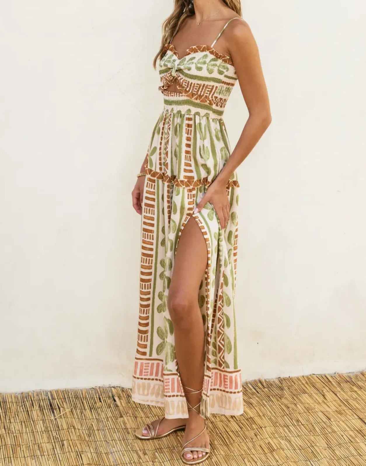 Bahama Cutout Smocked Maxi Dress