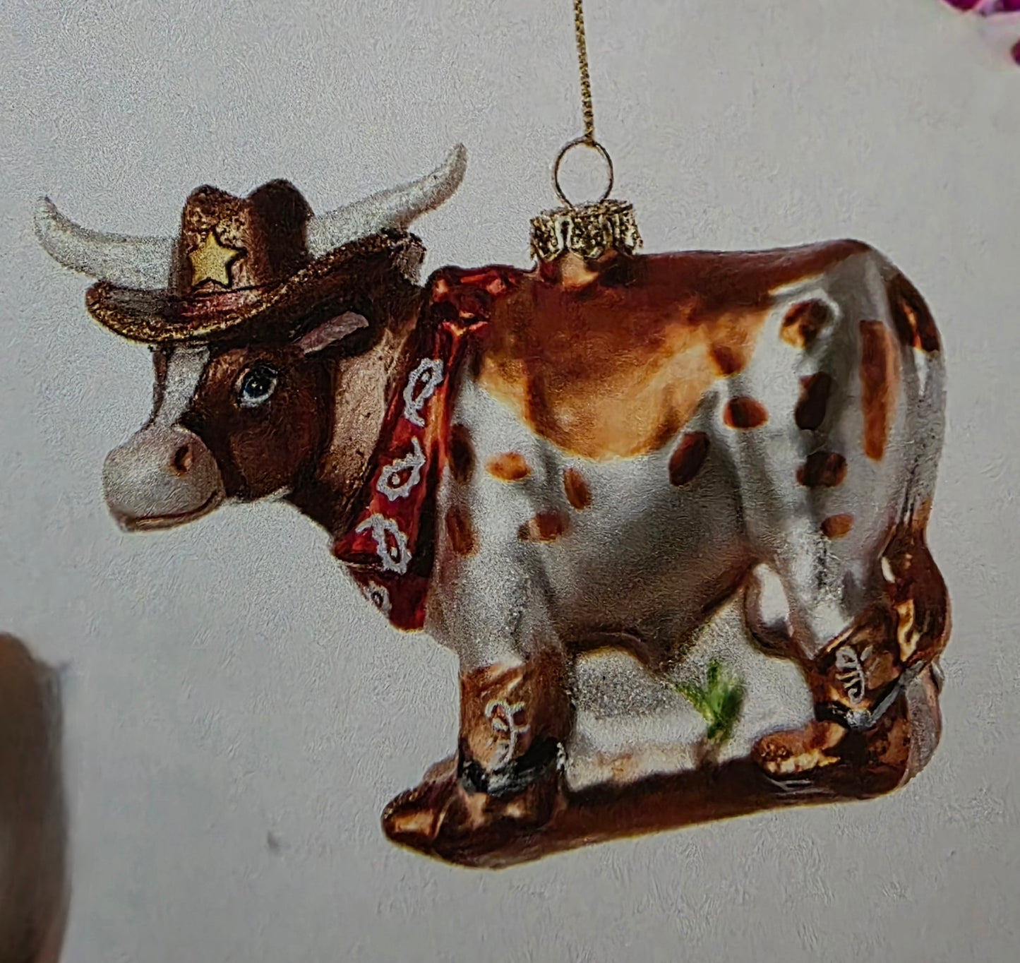 Cowboy Cow w/boots brown/white