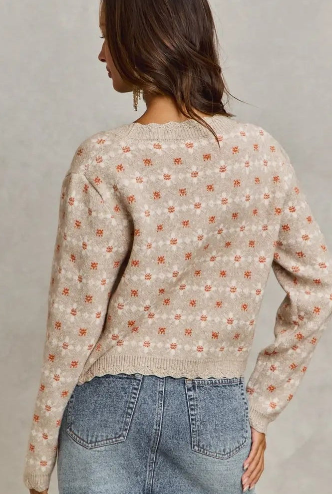 Floral Patterned Button Down Cardigan