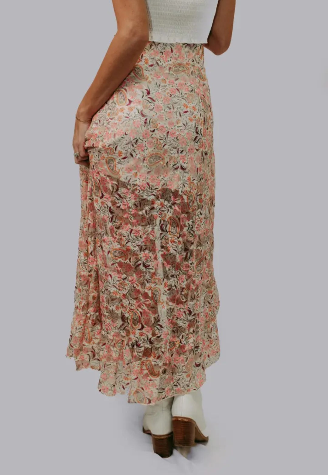 Floral Paisley Maxi Skort Skirt