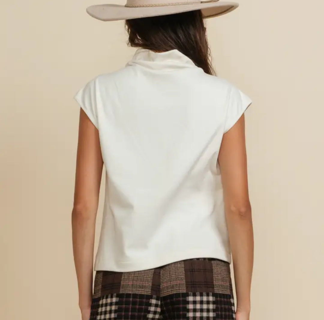 Soft Knit Mock Neck Sleeveless Top