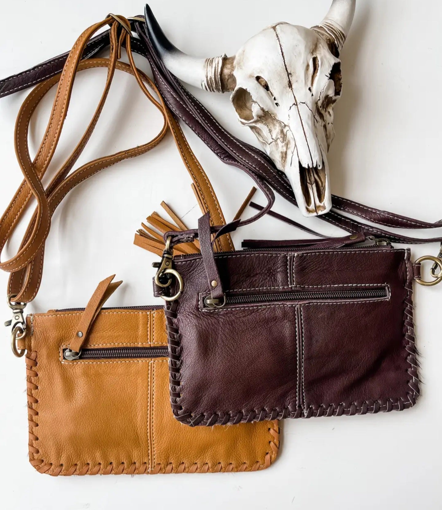 Western Mini Mobile Cowhide Tooled Leather Crossbody
