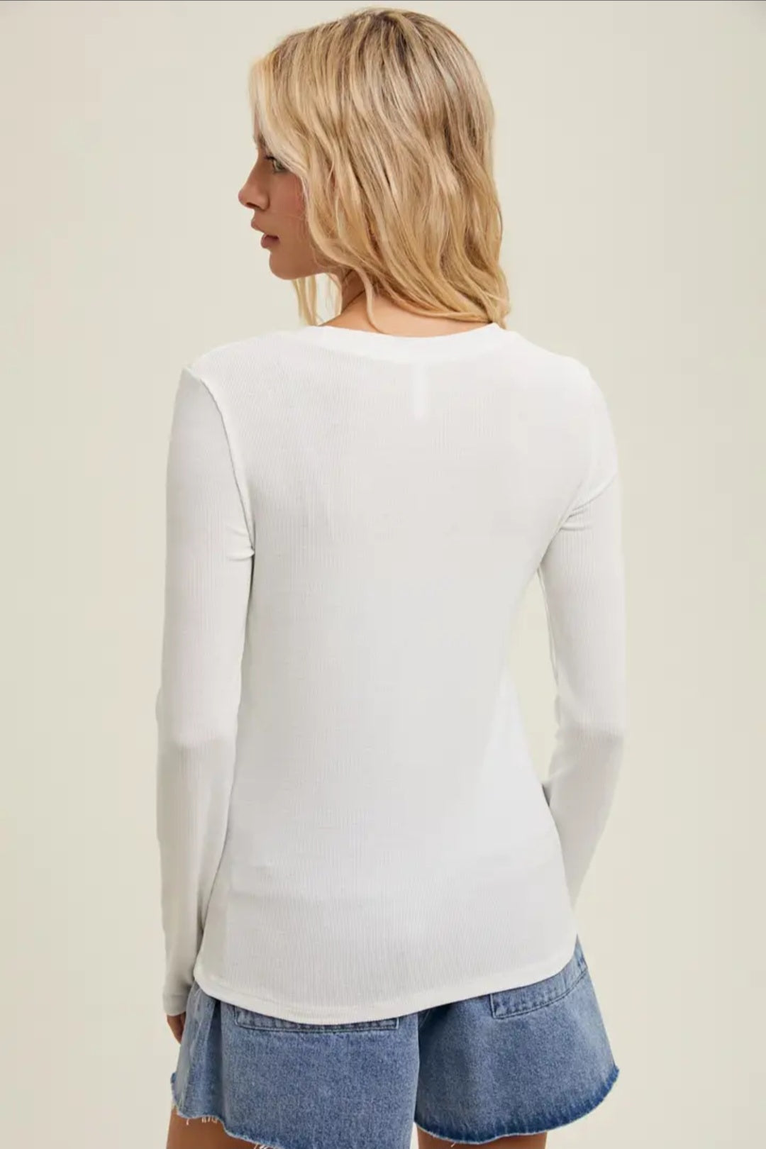 Round Neck Fitted Ribbed Knit Top