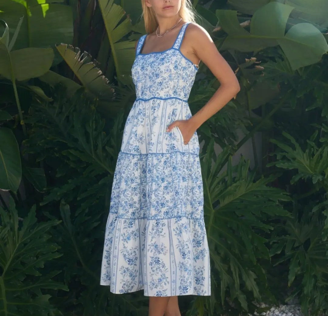 Brooklyn Floral Tiered Midi Dress