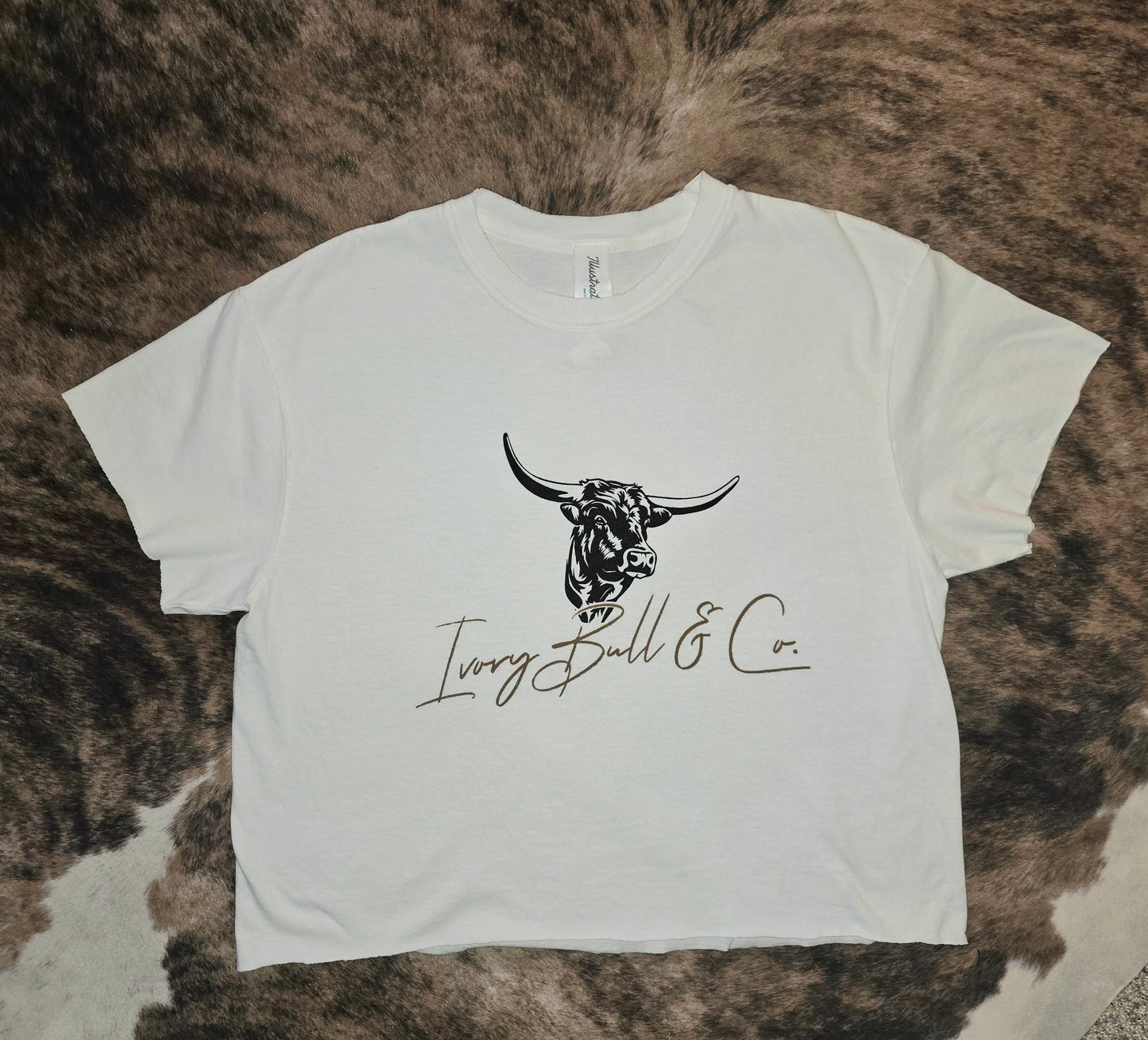 Custom Ivory Bull & Co. Vintage Crop Top