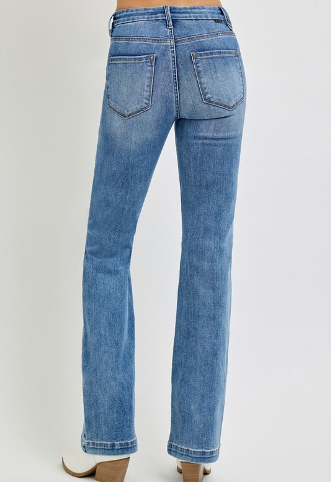 RISEN'S TUMMY CONTROL MID RISE ANKLE BOOTCUT JEANS