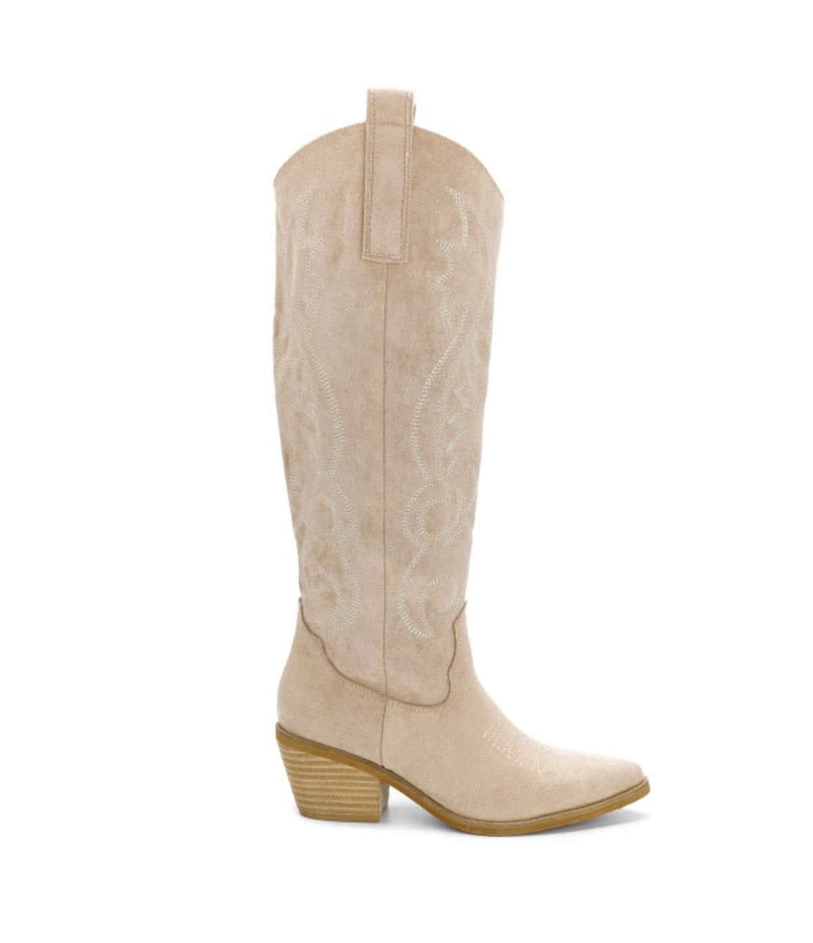 Giada- Embroidered Knee-high Cowgirl Boots