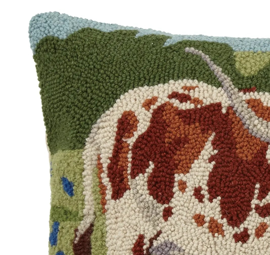 Longhorn in Blue Bonnets Field Hook Pillow