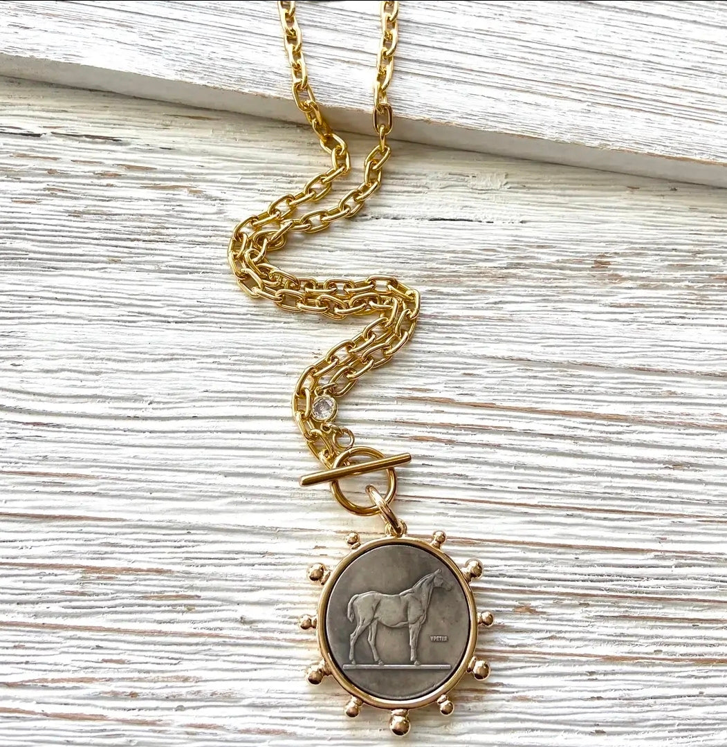 Coin Necklace French Medallion