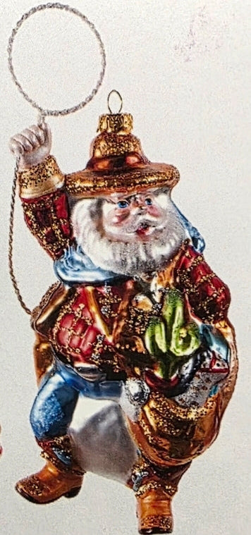 Cowboy Santa w/Laso Ornament