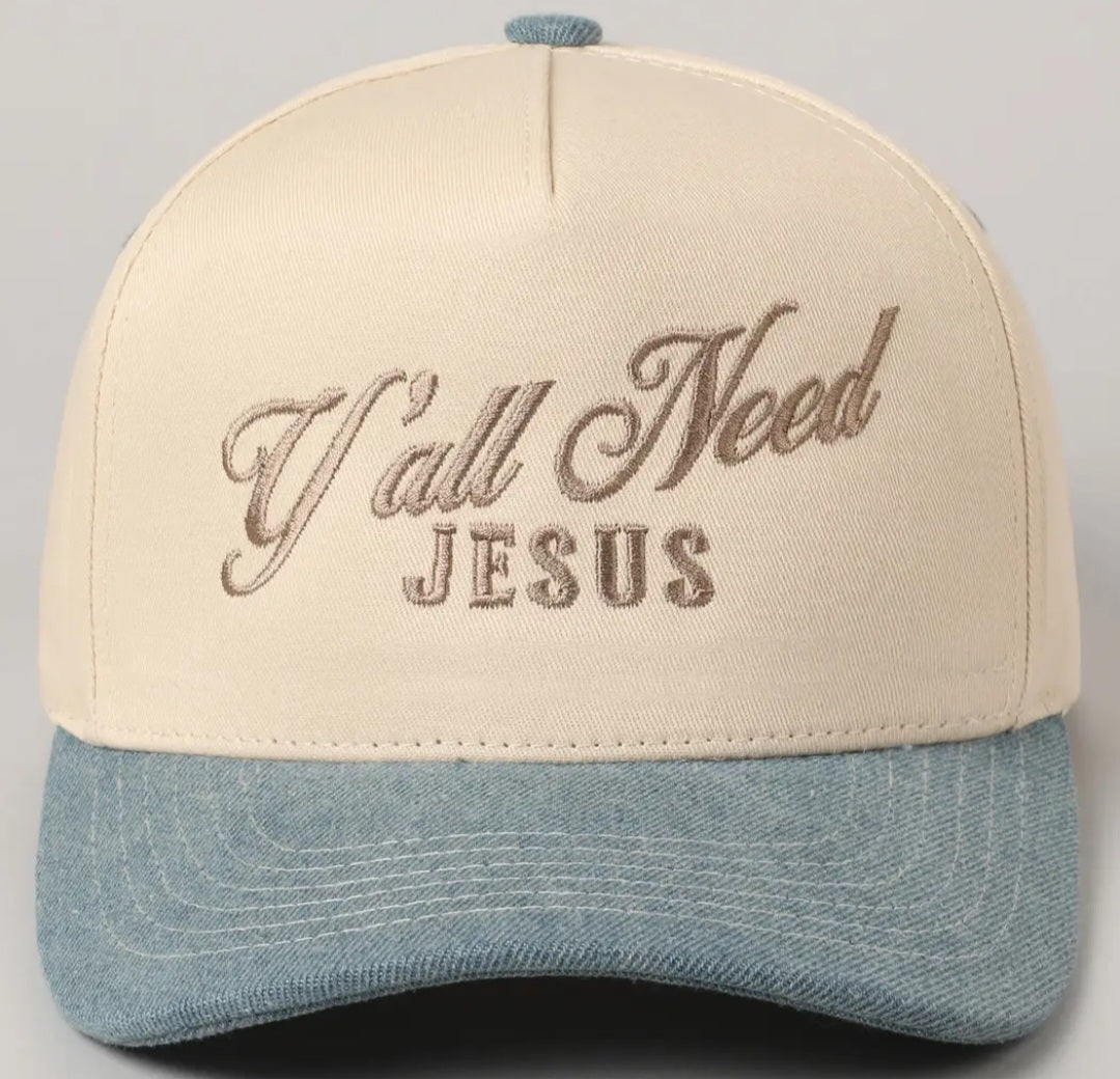 Y'all Need Jesus Lettering Trucker Hat