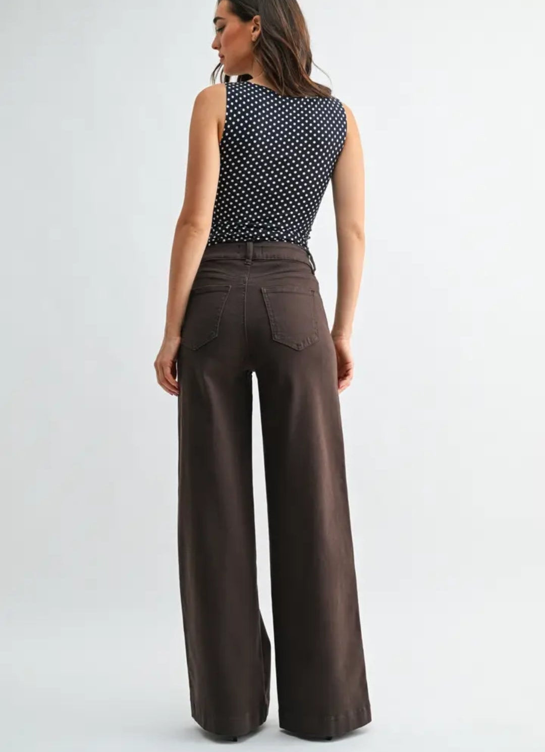 Dark Brown High Rise Wide Leg