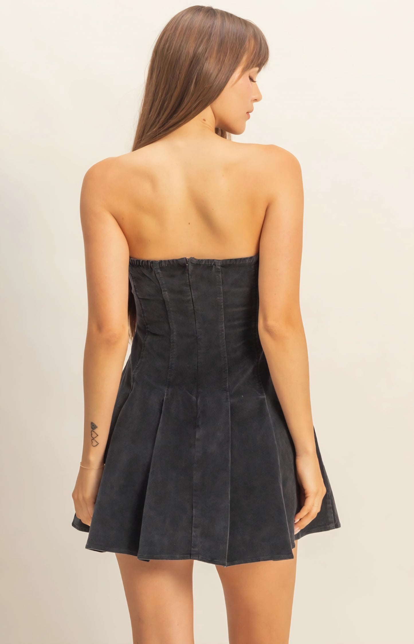 Corduroy Mini Dress with Flared Skirt