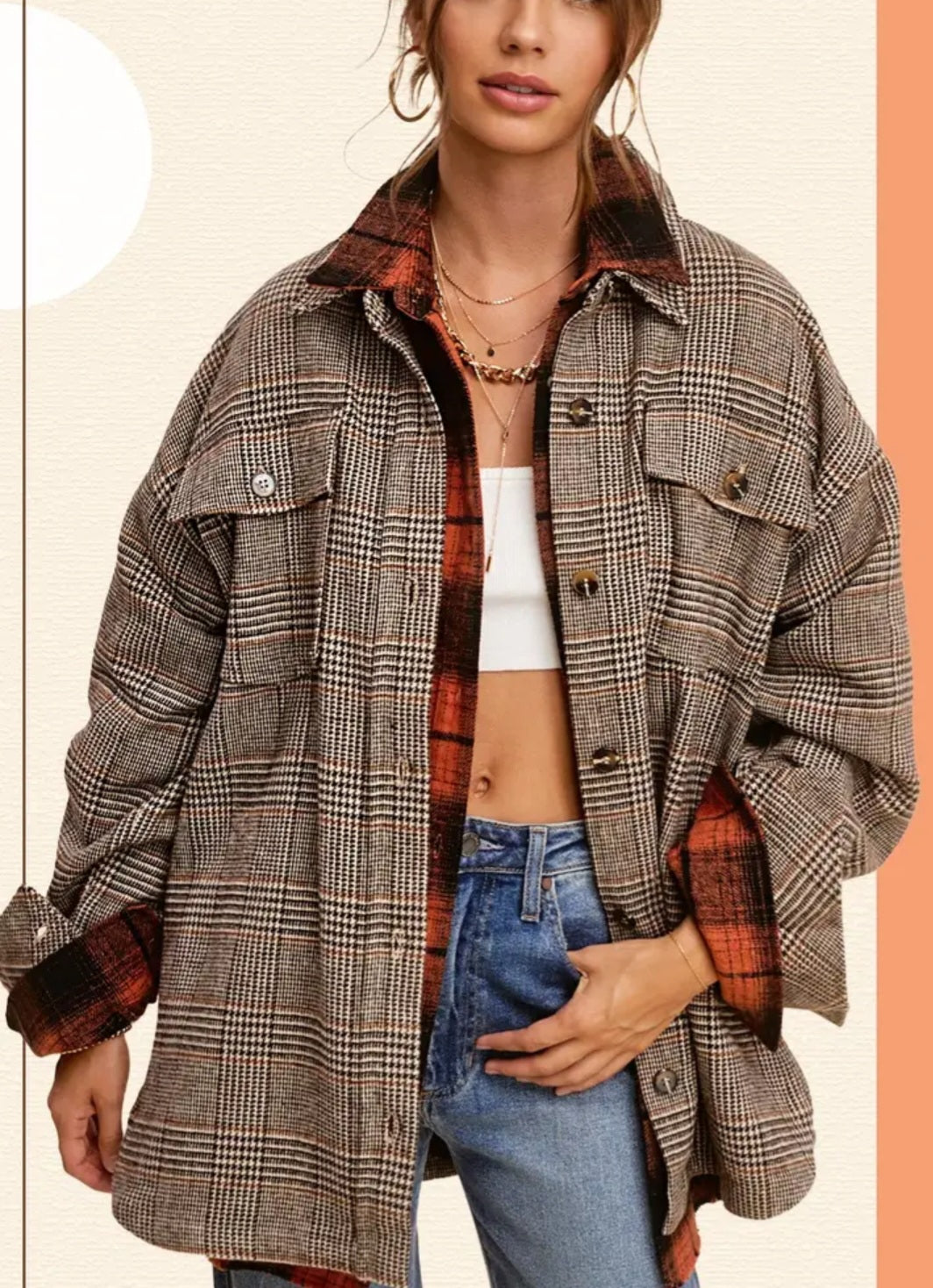 Classic Button Down Brown Plaid Shacket