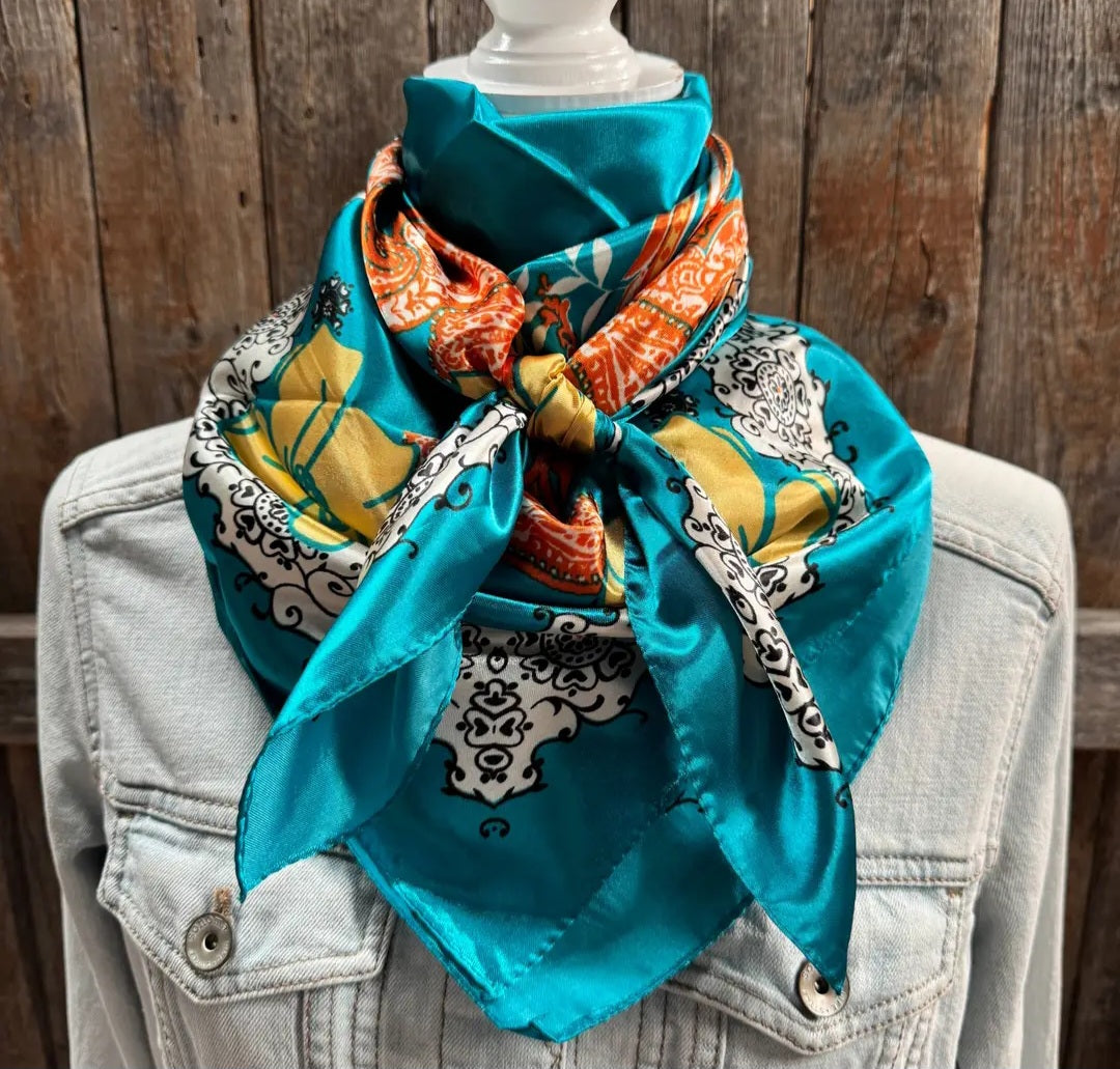 Teal and Orange Paisley Wild Rag/ Scarf